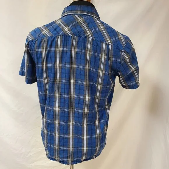 Realtree Mens Small Blue stripe Short Sleeve Button Up Shirt - Picture 7 of 10